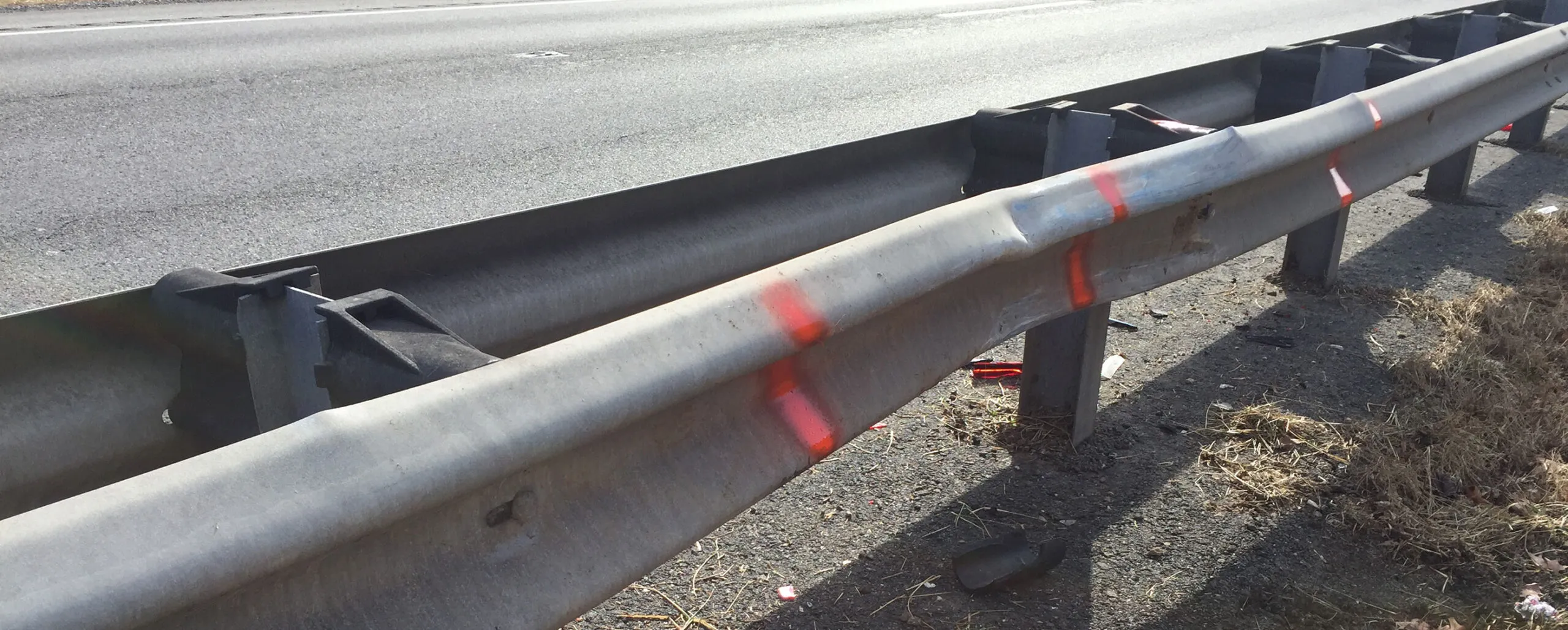 Damaged Highway Guardrail Damaged Highway Guardrail
