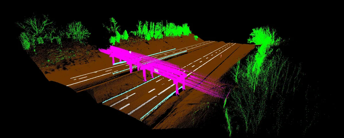 Colored Point Cloud Model of Highway Colored Point Cloud Model of Highway