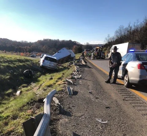 Guardrail Flattened by Accident Guardrail Flattened by Accident