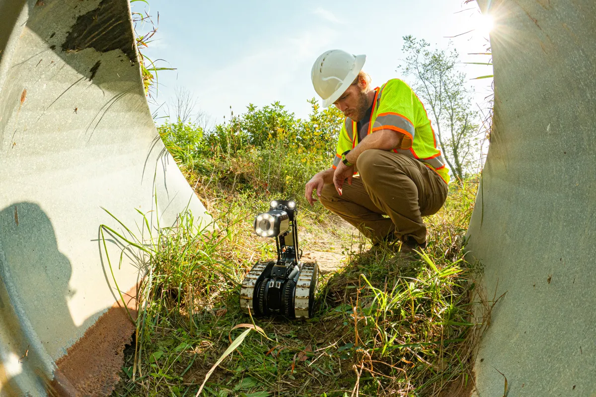 Pipe Crawler Going into Drain